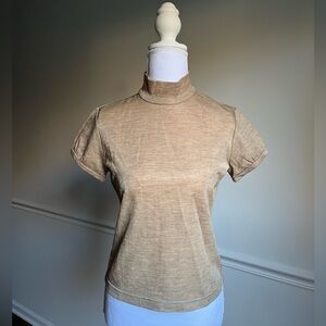 Givenchy Beige Metallic Short Sleeve Top | Back Zip | Size S